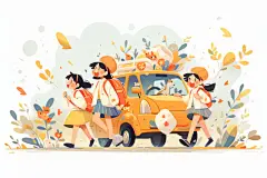 开学季扁平风插画