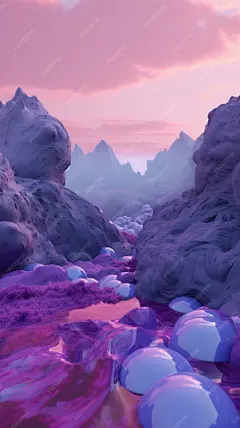 紫色色调梦幻超现实主义风景壁纸