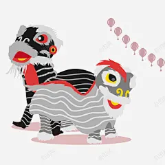 双人舞狮会矢量图高清素材 免费下载 设计图片 页面网页 平面电商 创意素材 png素材