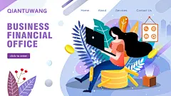 蓝紫拿电脑扁平化人物商务场景插画