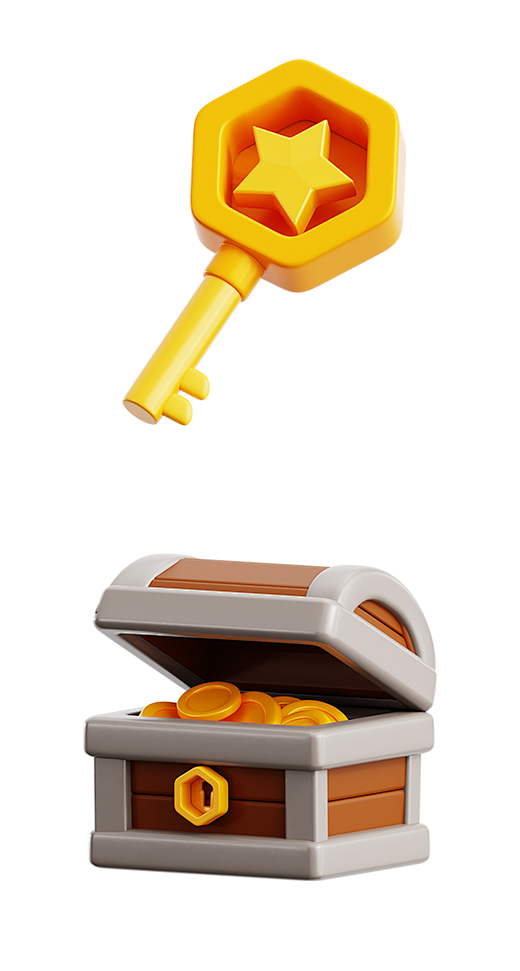 3D立体游戏类图标钥匙宝箱宝藏Blend...