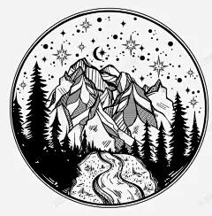 星空黑白花臂图案 黑白手绘花臂图案 元素 免抠png 设计图片 免费下载 页面网页 平面电商 创意素材