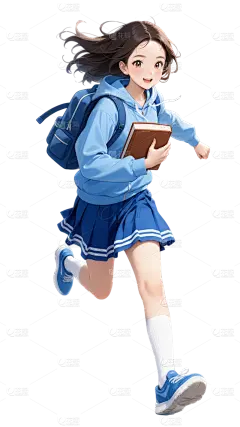 人物系列日漫感校园活力女学生跑步人物元素