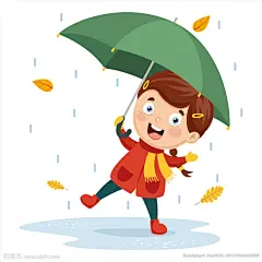 雨中女孩孩水彩手绘插图
