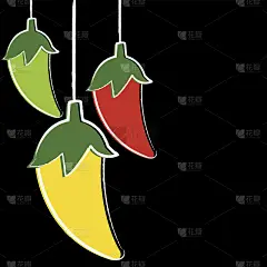 手绘辣椒辣椒串卡片矢量格式。