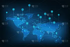 向量抽象mash线和点。全球网络连接概念。技术蓝色抽象背景。