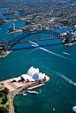 Sydney Opera House & Sydney Harbour Bridge, Australia - aerial:
