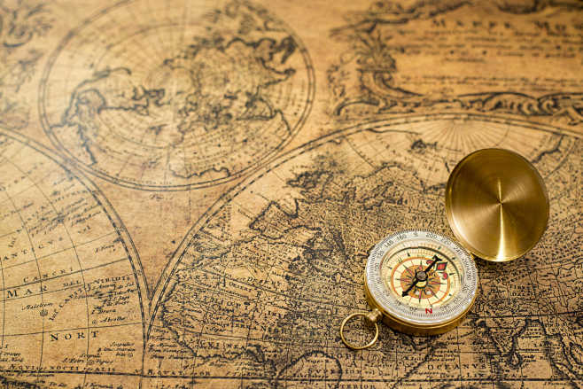 old compass  on vint...