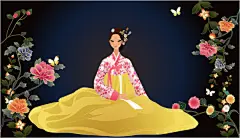 ??·韩服女孩·插画·韩国女孩·服饰·传统服饰 - 淡泊 - 淡泊