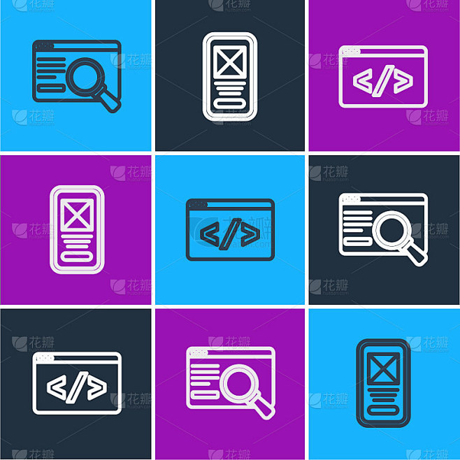 Set line UI or UX design, Front end development an