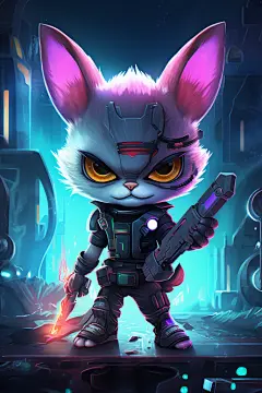 赛博朋克创意立体十二生肖虎动物模型图片