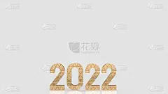 白色背景上的金色数字2022用于新年或业务概念3d渲染