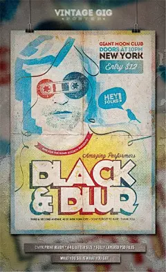 复古GIG音乐派对海报模板手绘风格A4信纸尺寸设计素材下载 IV Vintage GIG Poster IV