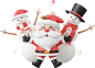 圣诞老人与白色可爱的雪人 3D 图标