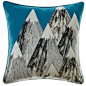 松林雪顶山峰艺术造型几何线条印花方形抱枕靠垫沙发靠枕欧式现代