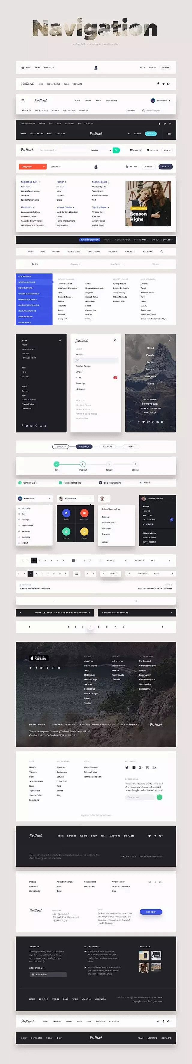 史上最全面的Web导航栏设计、底栏设计、...