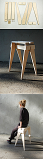 由立陶宛设计师Austeja Platukyte设计的羊角凳Goat stool
