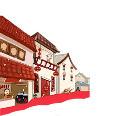 国潮建筑插画PNG