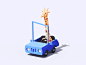 Alma on her way to the Zoo zoo car giraffe animal character loop 3d c4d illustration animation