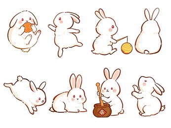 中秋节卡通兔子免抠PNG素材