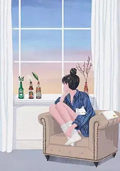 INS上超养眼的清新治愈孤独插画，想换头像的来~