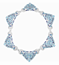「Seven Seas」Lagune Précieuse 白金项链，by Van Cleef & Arpels 灵感来自亚得里亚海，镶嵌圆形、长阶梯形、梨形切割钻石，蓝宝石，海蓝宝石。