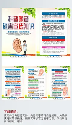噪音污染危害预防知识系列海报-众图网