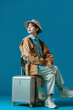 拖着行李箱去出行