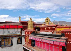 大昭寺,修道院,青铜,车轮,水平画幅,无人,符号,鹿,红色,屋顶