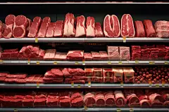 鲜嫩新鲜肉类生鲜货架摄影图