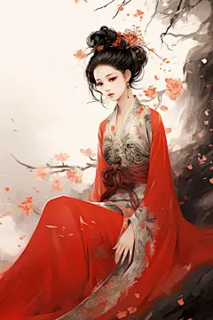 AI数字艺术新中式中国风美女人物插画-众图网