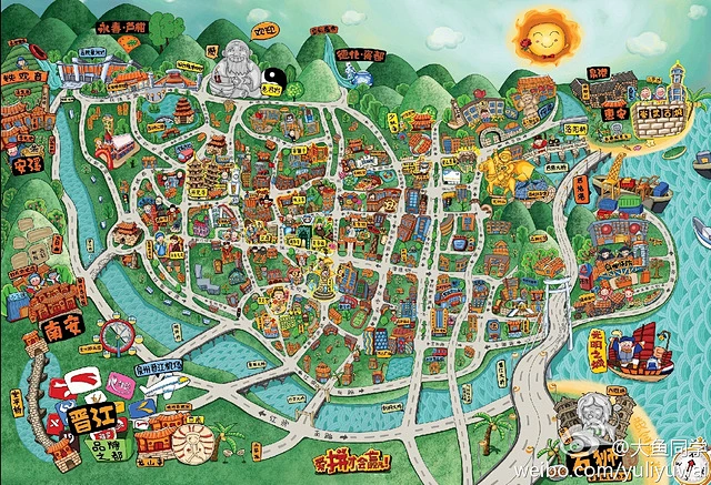 泉州手绘地图-花瓣网