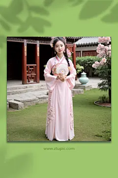 数字艺术古风少女插画-众图网