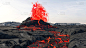 火山喷发。熔岩
