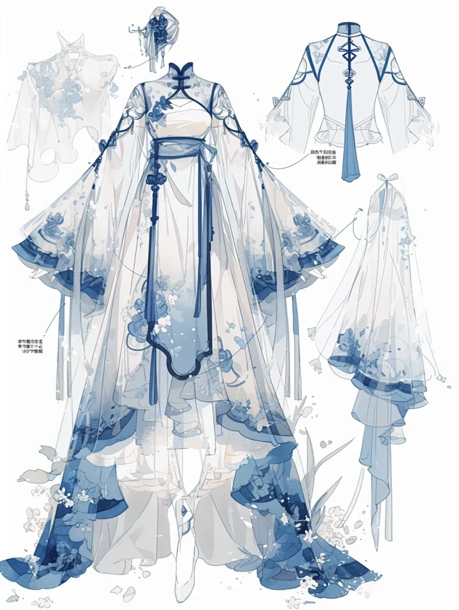 服装设计素材 | 古风仙女裙-花瓣网