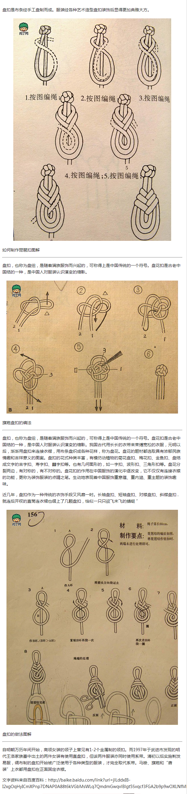 盘扣的做法图解 几款旗袍盘扣的编法-╭★...