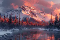 森林雪山自然风景壁纸