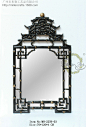 中式亭子造型竹节型边框装饰镜子镜框