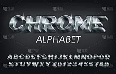 字母,铬合金,阴影,三维图形,文字,符号,金属质感,数字,字体,不锈钢