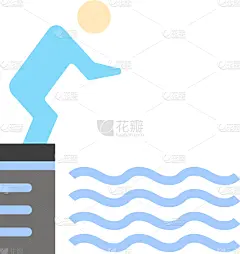 运动,计算机图标,地铁月台,平坦的,游泳池,彩色图片,跳,跳水,休闲