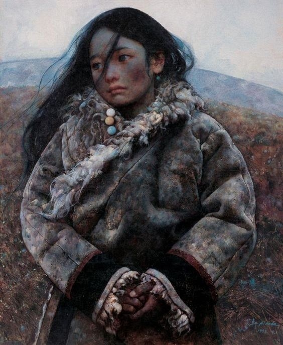 藏族女孩1993年艾轩艾青之子油画作品67676767