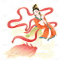 中秋节金边中国风人物插画