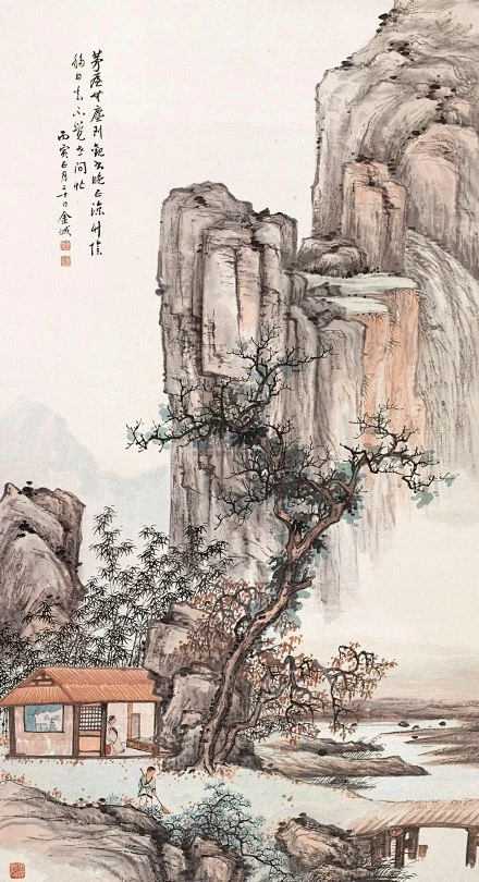 金城 为清末民初画坛之巨星，金城的作品大都仿古、师古，在古人的意境中徘徊。晚年有些写生之作，比之前期的临摹作品，显得富有生气。】图片_山水背景 ...