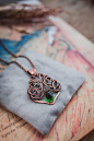 Green quartz copper necklace - wire jewelry - wire wrapped pendant - Elegance gift for women : Copper pendant made ??with green quartz briolette. So elegance and rich. Its made by wire wrap with soldering. Jewelry patinated, polished and lacquered to prot