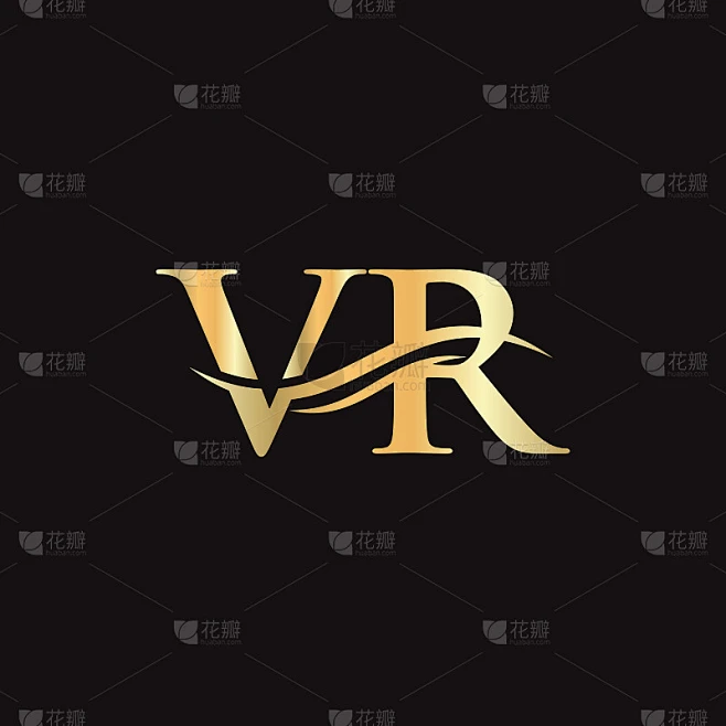 Swoosh字母VR标志设计业务和公司的身份。水波VR标志与现代时尚素材-花瓣网