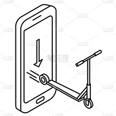 矢量图标-踏板车离开智能手机。