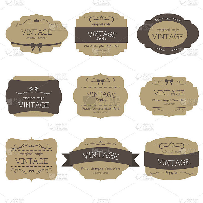vintage-style-label(棕色)