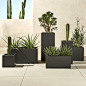 Shop blox tall galvanized charcoal planters.   Charcoal planter squares up sleek and modern.  Protected for indoor and outdoor settings, matte-finished galvanized steel plays up refined industrial to dramatic effect.