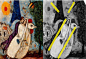 绘画 | 绘画的20种构图 : 夏加尔《飞跃埃菲尔铁塔的情侣》5.斜线构图 斜线可表现动感，如果只用斜线构图就会表现欢乐华丽的动态效果。
