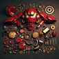 TiboseKing_Iron_Man_parts_scattered_flat_on_a_table_explosive_p_73dd8688-bf69-4b98-bc74-7dab4eb0143a